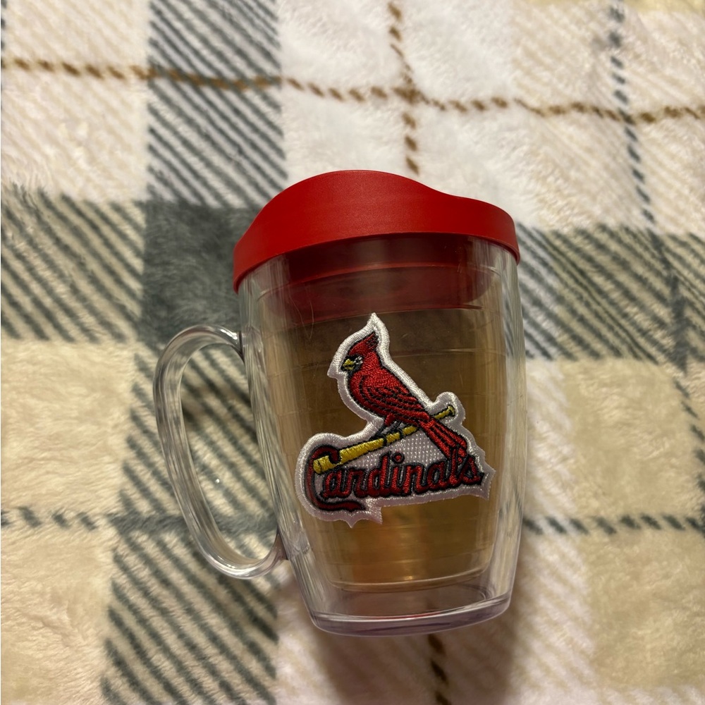Cardinals Clear Mug with Red Lid